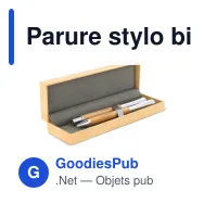 Parure stylo bille et roller personnalisable en bambou et métal avec logo - Bambou - Miniature 1