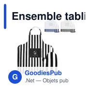 Ensemble tablier et gants de barbecue personnalisable en coton recyclé - Aron - Miniature 1