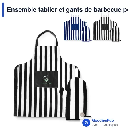 Ensemble tablier et gants de barbecue personnalisable en coton recyclé - Aron