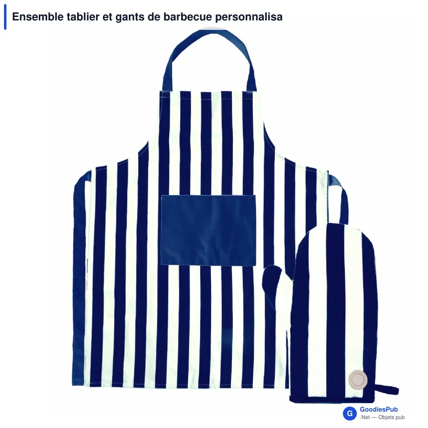 Ensemble tablier et gants de barbecue personnalisable en coton recyclé - Aron - Image 2