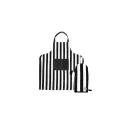Variante Blanc / Noir - Ensemble tablier et gants de barbecue personnalisable en coton recyclé - Aron