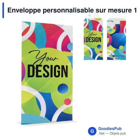 Enveloppe personnalisable sur mesure 10 x 21 cm en papier avec logo - Offset