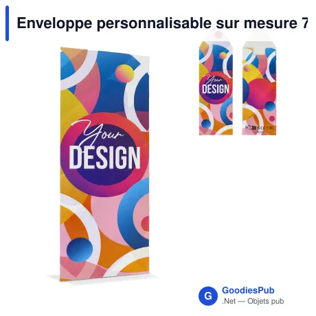 Enveloppe personnalisable sur mesure 7,5 x 20 cm en papier avec logo - Offset