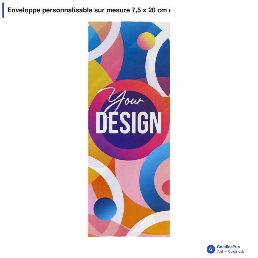 Enveloppe personnalisable sur mesure 7,5 x 20 cm en papier avec logo - Offset - Image 2