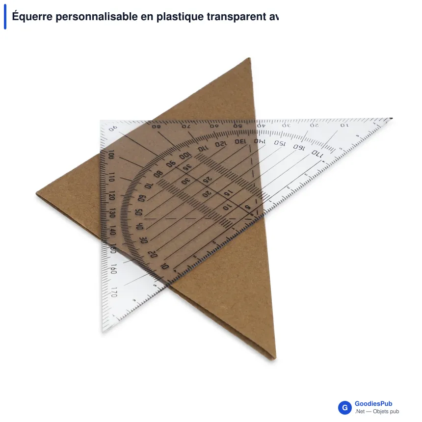 Équerre personnalisable en plastique transparent avec logo - Scolaire - Image 2