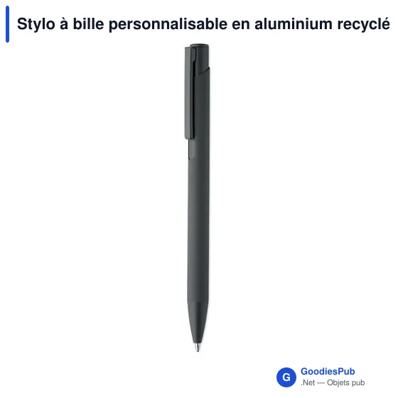 Stylo à bille personnalisable en aluminium recyclé avec logo - Image 1