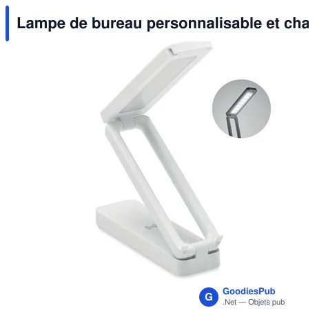 Lampe de bureau personnalisable et chargeur sans fil 10W avec logo