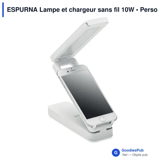 Lampe de bureau personnalisable et chargeur sans fil 10W avec logo - Image 2