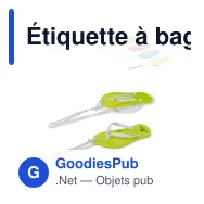 Étiquette à bagage personnalisable en forme de tong avec logo - Tong - Miniature 1