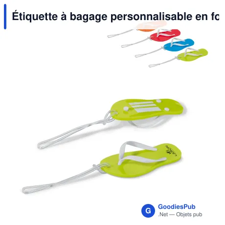 Étiquette à bagage personnalisable en forme de tong avec logo - Tong