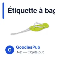 Étiquette à bagage personnalisable en forme de tong avec logo - Tong - Miniature 2