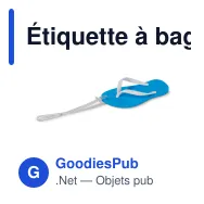 Étiquette à bagage personnalisable en forme de tong avec logo - Tong - Miniature 3