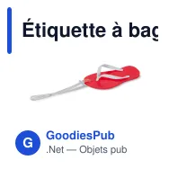 Étiquette à bagage personnalisable en forme de tong avec logo - Tong - Miniature 4