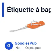 Étiquette à bagage personnalisable en forme de tong avec logo - Tong - Miniature 5
