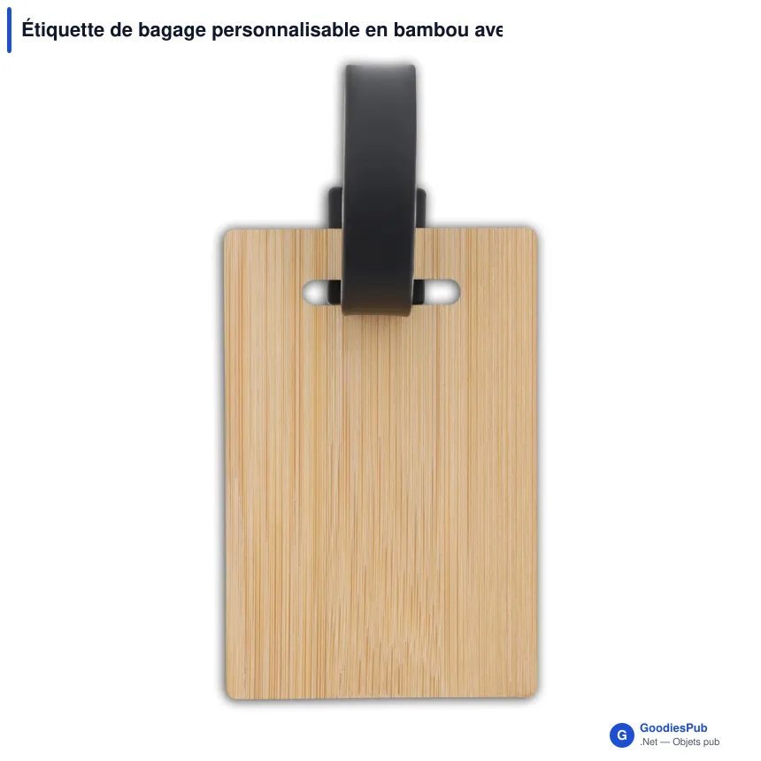 Étiquette de bagage personnalisable en bambou avec logo - Bamboo Tag - Image 2