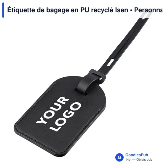 Étiquette de bagage personnalisable en PU recyclé avec logo - Image 3