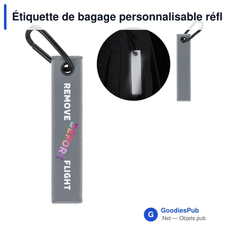 Étiquette de bagage personnalisable réfléchissante 20 x 145 mm avec logo - Reflect