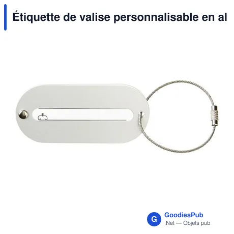 Étiquette de valise personnalisable en aluminium avec logo