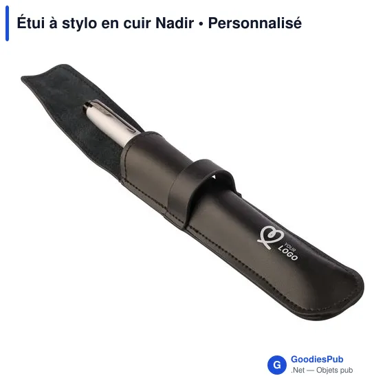Étui à stylo en cuir personnalisable Nadir avec logo - Image 3