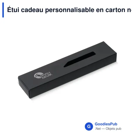 Étui cadeau personnalisable en carton noir pour 1 stylo avec logo - Noir