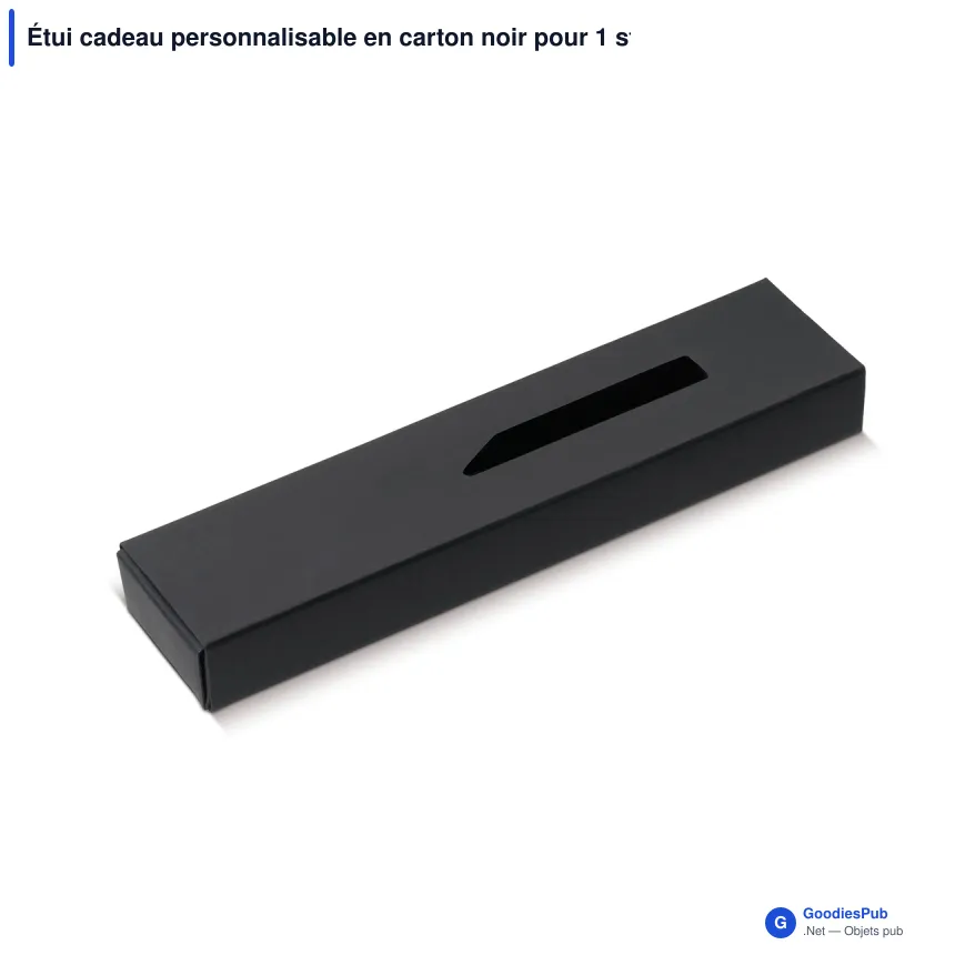 Étui cadeau personnalisable en carton noir pour 1 stylo avec logo - Noir - Image 2