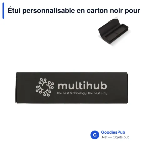 Étui personnalisable en carton noir pour 1 ou 2 stylos avec logo - Duo