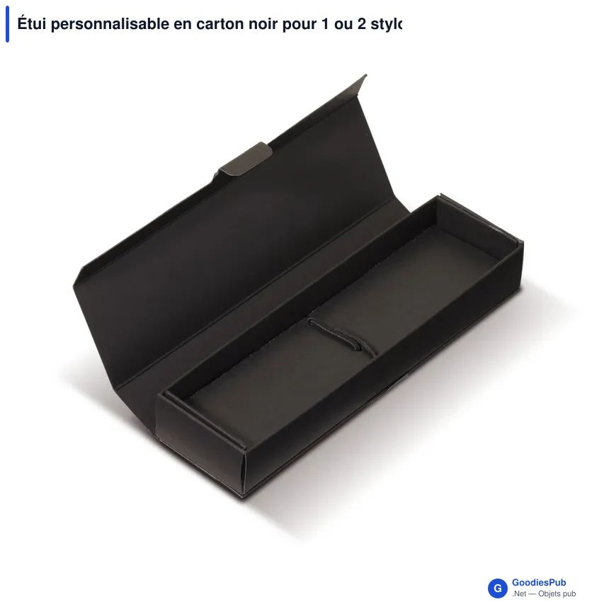 Étui personnalisable en carton noir pour 1 ou 2 stylos avec logo - Duo - Image 2
