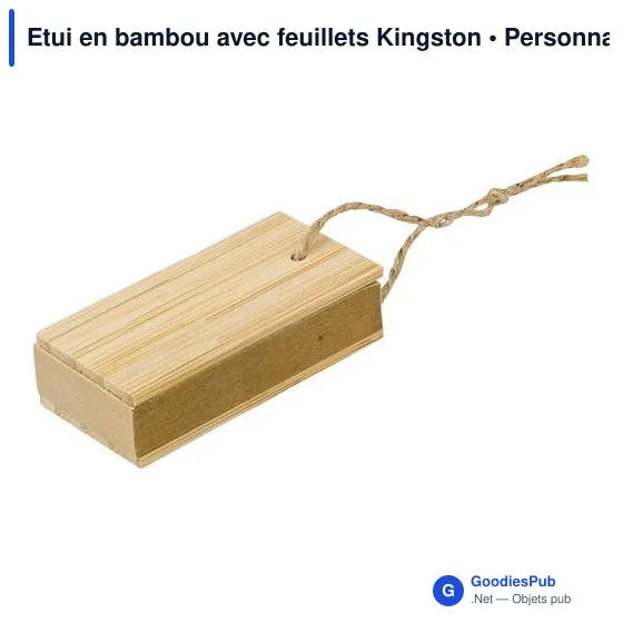 Etui en bambou personnalisable avec feuillets Kingston pour logo - Image 2