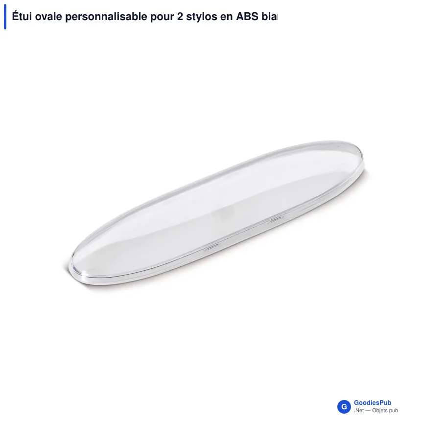 Étui ovale personnalisable pour 2 stylos en ABS blanc avec logo - Ovale - Image 2