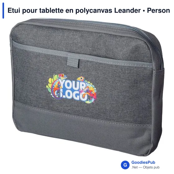 Etui pour tablette personnalisable en polycanvas avec logo - Leander - Image 2