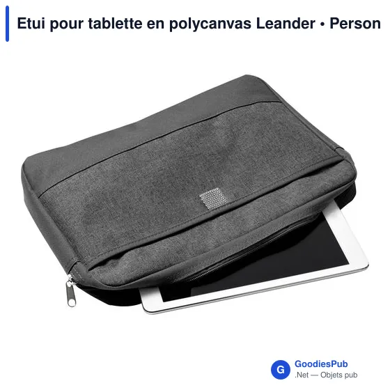 Etui pour tablette personnalisable en polycanvas avec logo - Leander - Image 5