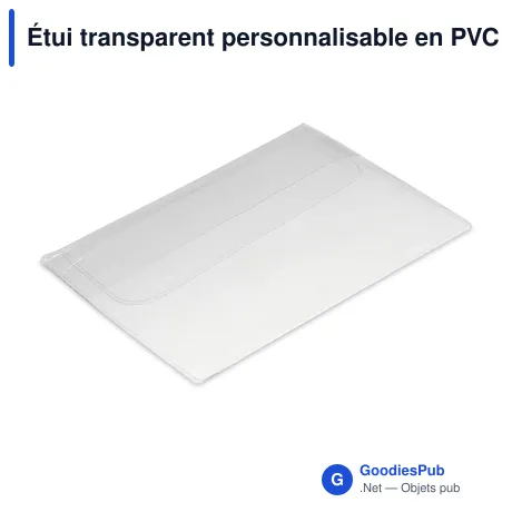 Étui transparent personnalisable en PVC avec logo - Pochette 7 x 10,4 cm
