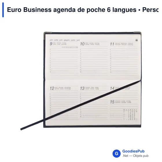 Agenda de poche personnalisable Euro Business avec logo - 6 langues - Image 4