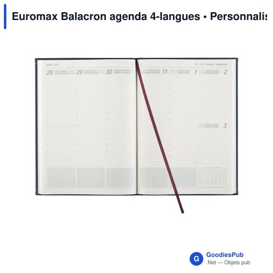 Agenda de bureau personnalisable Euromax Balacron avec logo - Image 3