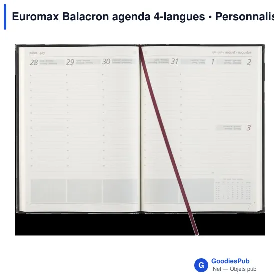 Agenda de bureau personnalisable Euromax Balacron avec logo - Image 7