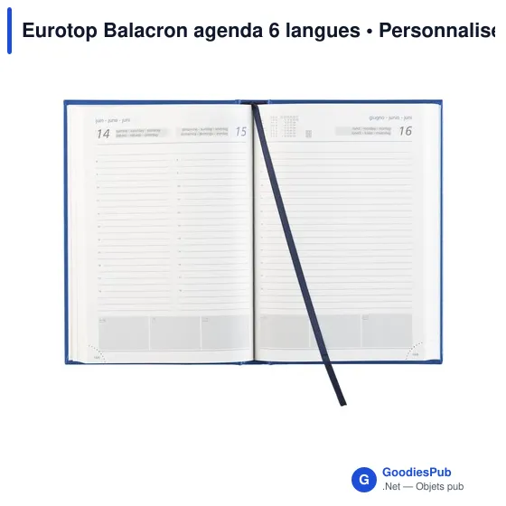 Agenda de bureau personnalisable Eurotop Balacron avec logo - Image 5