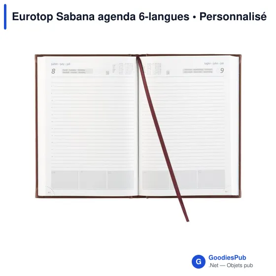 Agenda de bureau personnalisable Eurotop Sabana avec logo - Image 2