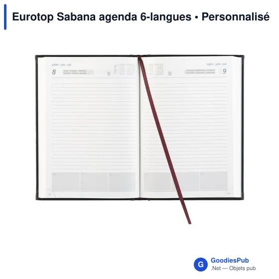 Agenda de bureau personnalisable Eurotop Sabana avec logo - Image 5