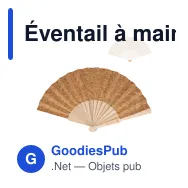 Éventail à main personnalisable en bois et liège avec logo - Nature - Miniature 1