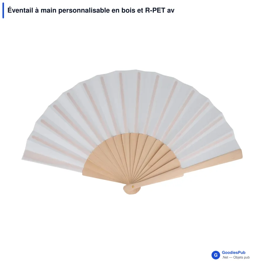 Éventail à main personnalisable en bois et R-PET avec logo - Sublimation couleur - Image 2