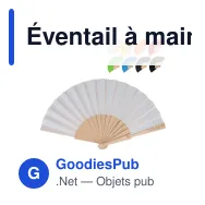 Éventail à main personnalisable en bois et R-PET avec logo - 8 coloris - Miniature 1