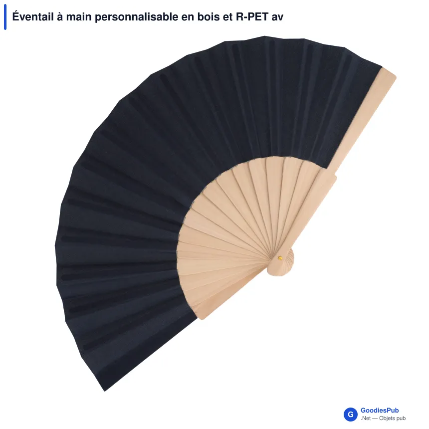 Éventail à main personnalisable en bois et R-PET avec logo - 8 coloris - Image 2