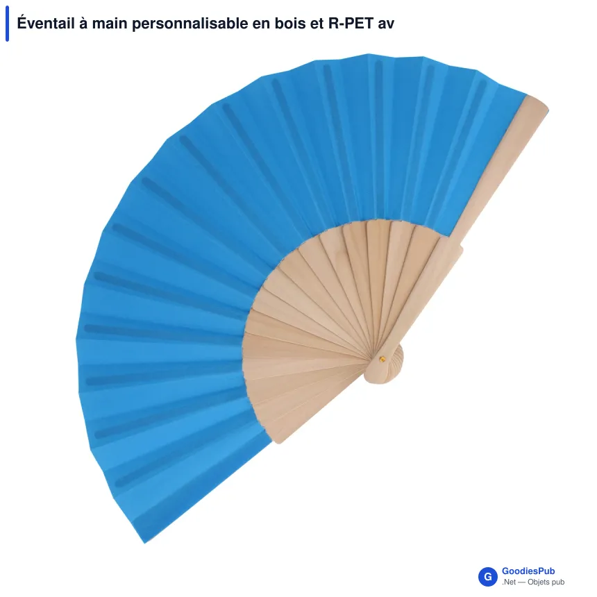 Éventail à main personnalisable en bois et R-PET avec logo - 8 coloris - Image 3
