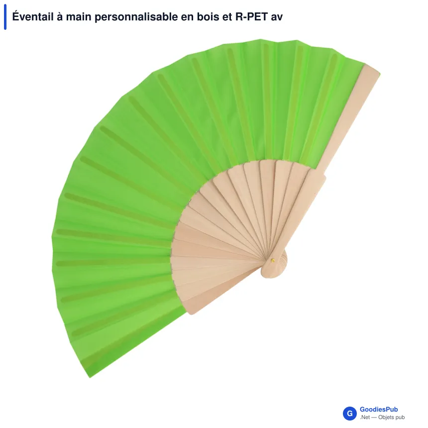 Éventail à main personnalisable en bois et R-PET avec logo - 8 coloris - Image 4