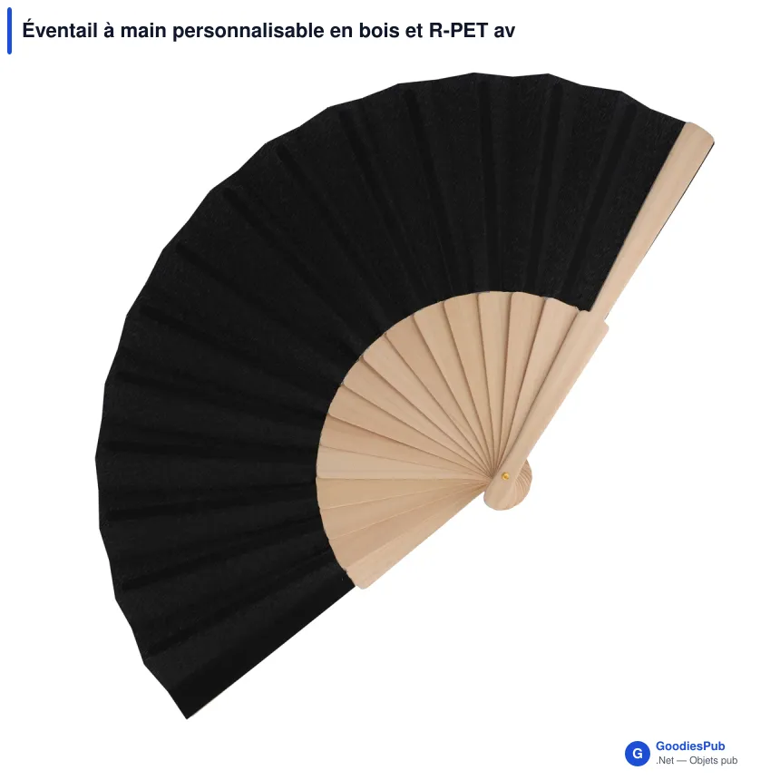Éventail à main personnalisable en bois et R-PET avec logo - 8 coloris - Image 5