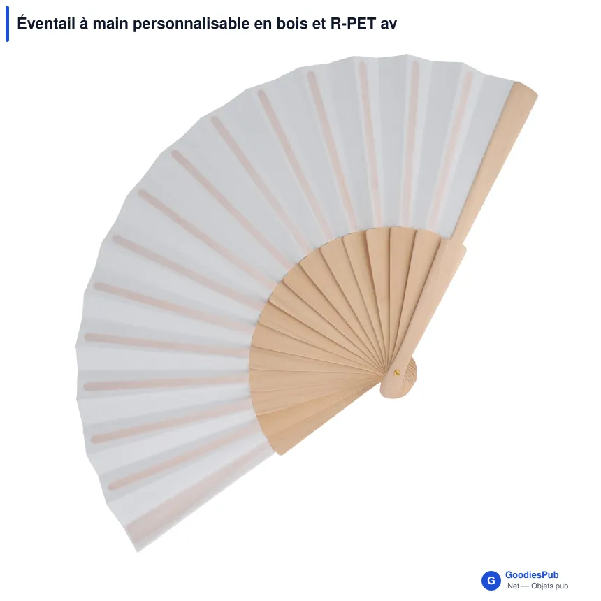Éventail à main personnalisable en bois et R-PET avec logo - 8 coloris - Image 7