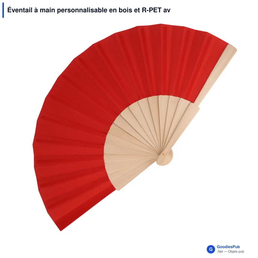 Éventail à main personnalisable en bois et R-PET avec logo - 8 coloris - Image 8