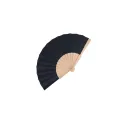 Variante Bleu foncé - Éventail à main personnalisable en bois et R-PET avec logo - 8 coloris