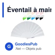 Éventail à main personnalisable plastique et polyester avec logo - Impression digitale - Miniature 1
