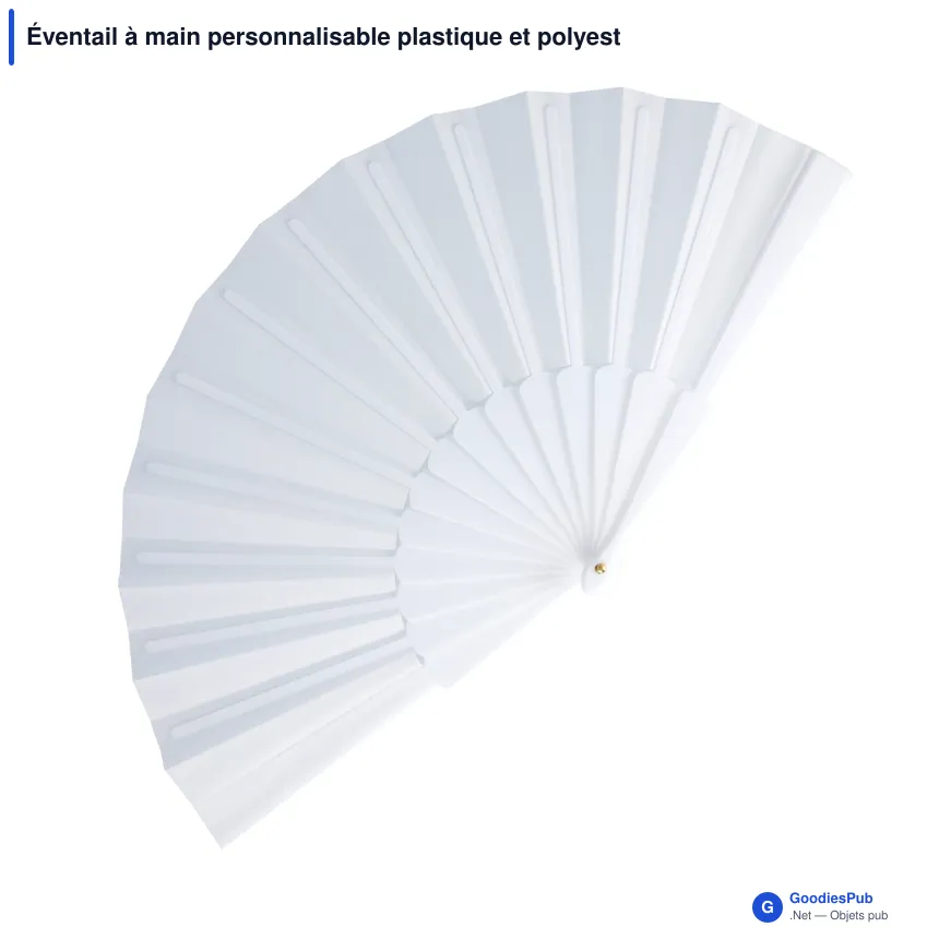 Éventail à main personnalisable plastique et polyester avec logo - Impression digitale - Image 2